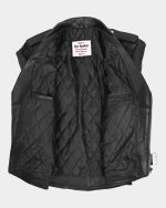 Mens Biker Brando Leather Jacket with Fringes Wayne Black