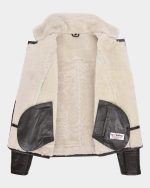 Mens Aviator Sheepskin Pilot Jacket Zenith Brown White - Image 6