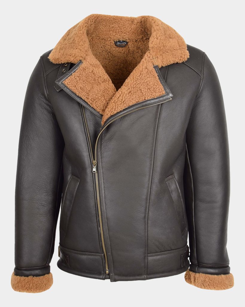 Mens Aviator Sheepskin Pilot Jacket Zenith Brown