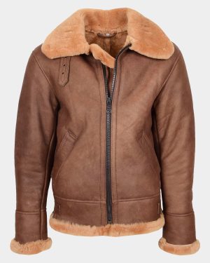 Mens B3 Sheepskin Vintage Flying Jacket Felix Tan