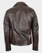 Mens Biker Leather Jacket Dual Zip Hook Zenith Brown - Image 2