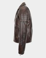 Mens Biker Leather Jacket Dual Zip Hook Zenith Brown - Image 5
