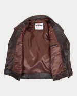 Mens Biker Leather Jacket Dual Zip Hook Zenith Brown - Image 6