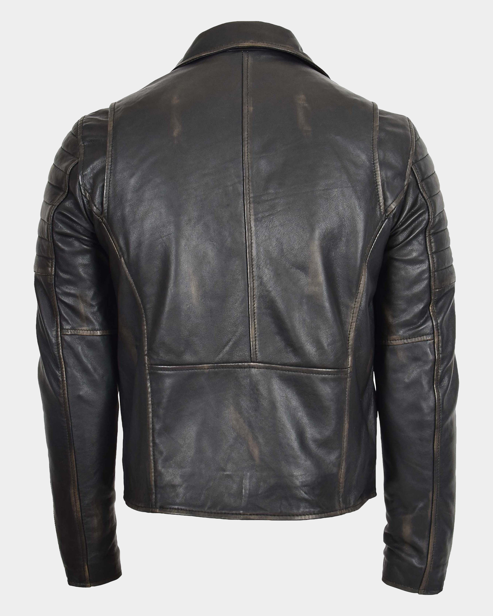 Mens Biker Leather Jacket Dual Zip Hook Paradox Rub Off