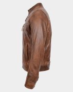 Mens Cafe Racer Leather Jacket Charlie Antique Brown