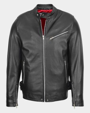 Mens Leather Cafe Racer Casual Biker Jacket Gerard Nova Black