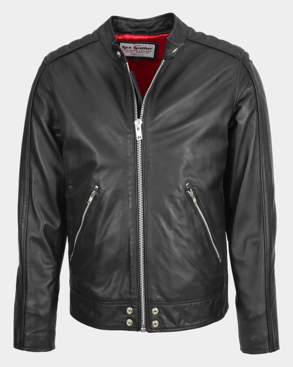 Mens Leather Casual Biker Fashion Jacket Nova Black