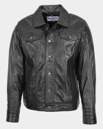 Mens Leather Lee Rider Casual Jacket Terry Nova Black