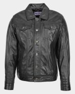 Mens Leather Lee Rider Casual Jacket Terry Nova Black