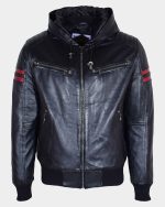 mens-real-leather-bomber-zip-jacket-hooded-rammy-nova-black