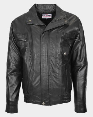 mens-leather-bomber-blouson-jacket-robert-nova-black