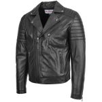 Lux Leather Men's Genuine Leather Quilted Biker Jacket - Image 4